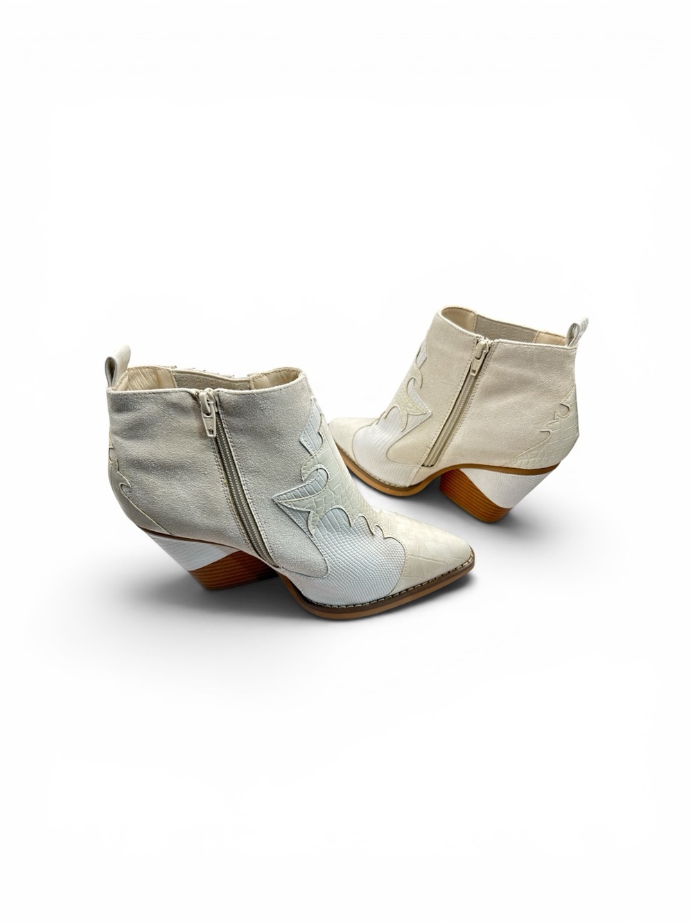 BNWOB Comfort Est 1946 White Western Heeled Ankle Platform Wedge Boots size 9.5 - Picture 7 of 10